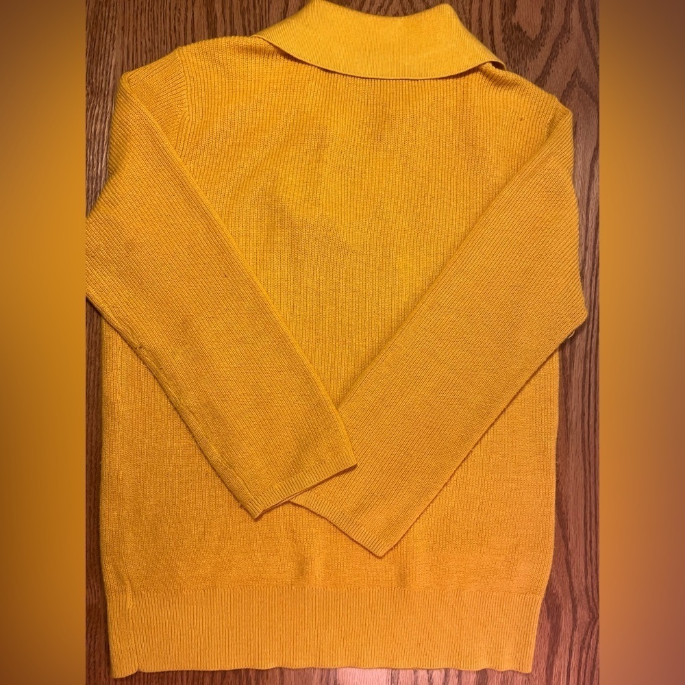 Talbots Yellow Collared V-Neck Sweater - Picture 4 of 4